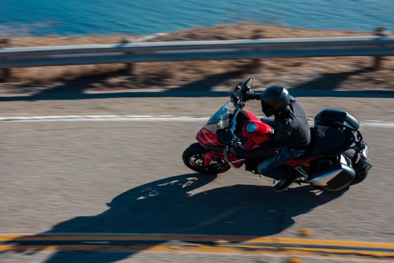 motorcycle rider on highway